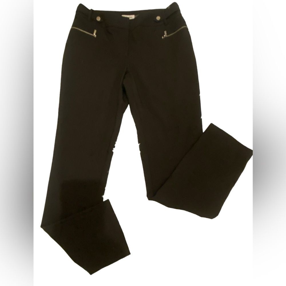 Calvin Klein dark grey dress pants, silver zippers & snaps accents. NWOT size 6